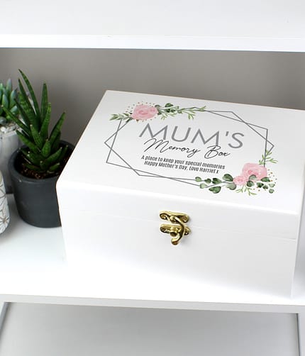 Personalised Abstract Rose White Wooden Keepsake Box - ItJustGotPersonal.co.uk