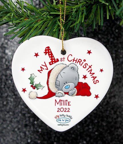 Personalised Me to You My 1st Christmas Ceramic Heart Decoration - ItJustGotPersonal.co.uk