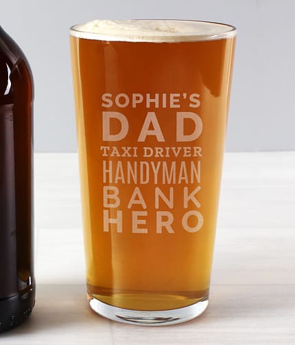 Personalised 'Dad Jobs' Pint Glass - ItJustGotPersonal.co.uk