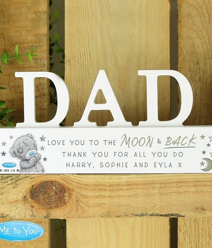 Personalised Me To You Moon and Back Wooden Dad Ornament - ItJustGotPersonal.co.uk