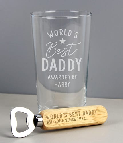 Personalised 'World's Best' Pint Glass & Bottle Opener - ItJustGotPersonal.co.uk