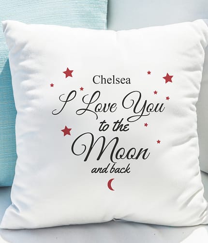 Personalised To The Moon & Back White Cushion - ItJustGotPersonal.co.uk