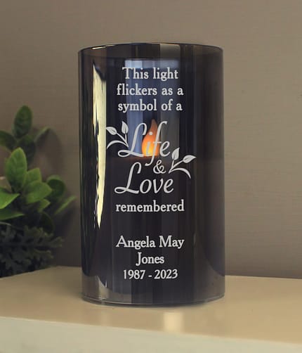 Personalised Life & Love Memorial Smoked LED Candle - ItJustGotPersonal.co.uk