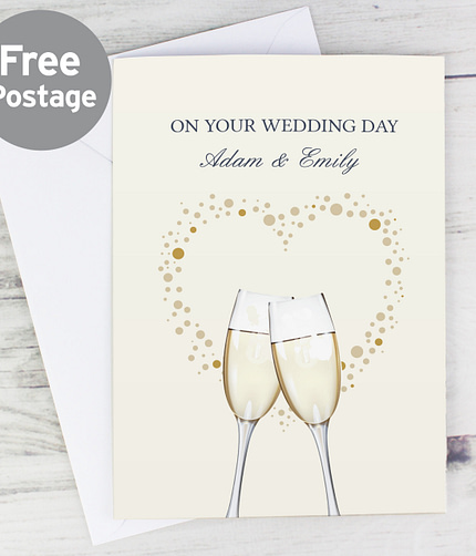 Personalised Gold Champagne Flutes Card - ItJustGotPersonal.co.uk