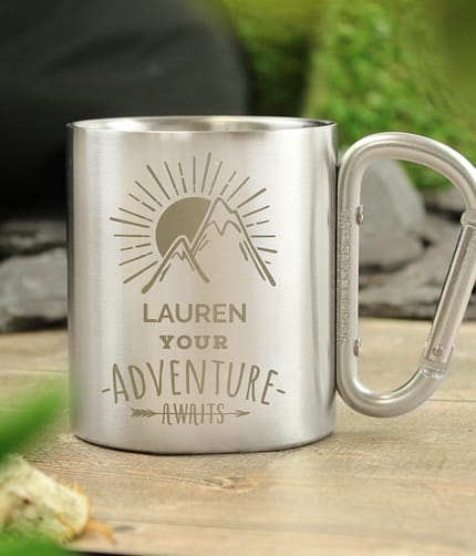 Personalised 'Adventure Awaits' Stainless Steel Mug - ItJustGotPersonal.co.uk