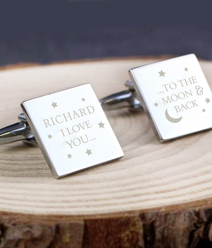 Personalised To the Moon and Back Square Cufflinks - ItJustGotPersonal.co.uk