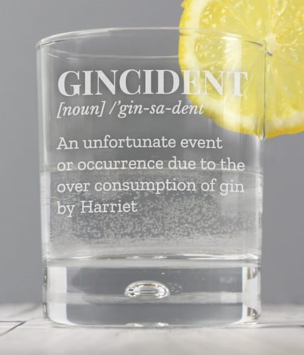 Personalised Gincident Tumbler Bubble Glass - ItJustGotPersonal.co.uk