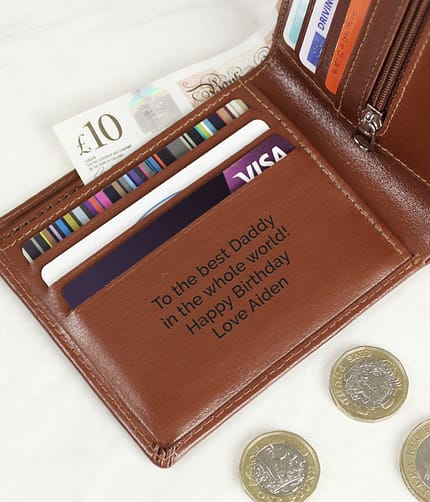 Personalised Free Text Tan Leather Wallet - ItJustGotPersonal.co.uk