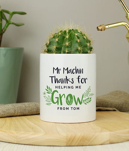 Personalised Thanks For Helping Me Grow Ceramic Storage Pot - ItJustGotPersonal.co.uk