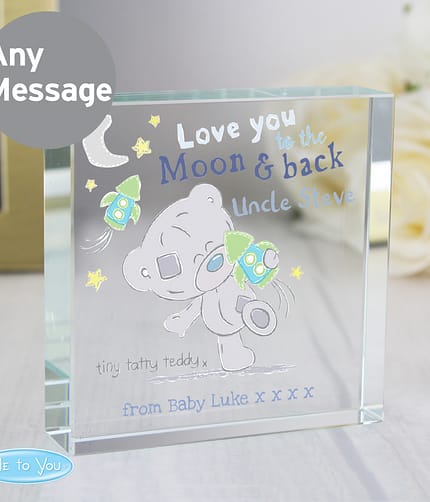 Personalised Tiny Tatty Teddy To the Moon & Back Crystal Token - ItJustGotPersonal.co.uk