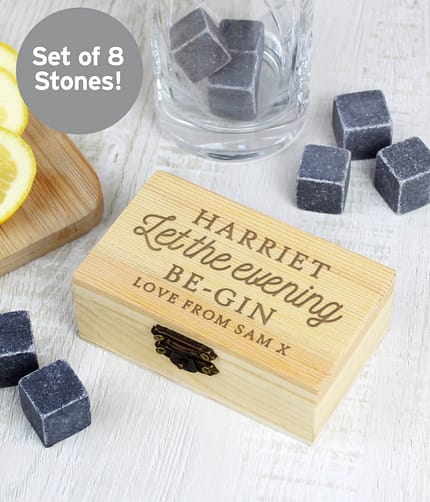 Personalised Let The Evening Be-Gin Cooling Stones - ItJustGotPersonal.co.uk