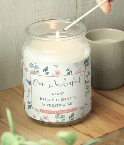 Personalised Floral Large Scented Jar Candle - ItJustGotPersonal.co.uk