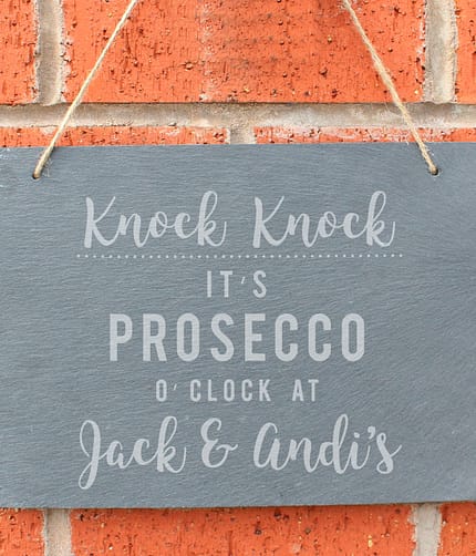 Personalised Prosecco O'Clock Large Hanging Slate Sign - ItJustGotPersonal.co.uk