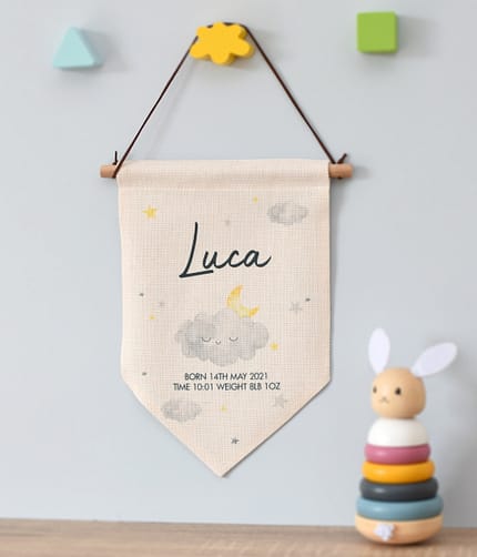 Personalised Cloud Free Text Hanging Banner - ItJustGotPersonal.co.uk