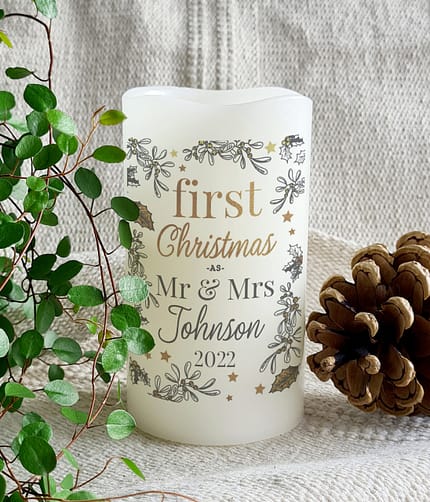 Personalised First Christmas LED Candle - ItJustGotPersonal.co.uk
