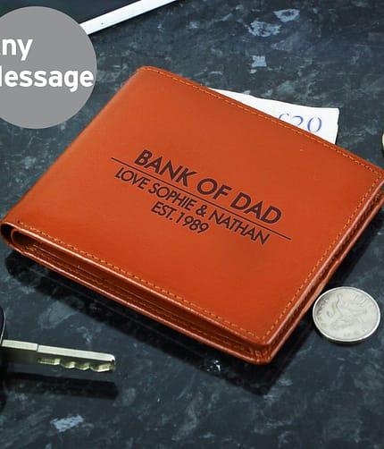 Personalised Classic Tan Leather Wallet - ItJustGotPersonal.co.uk