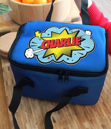 Personalised Superhero Blue Lunch Bag - ItJustGotPersonal.co.uk