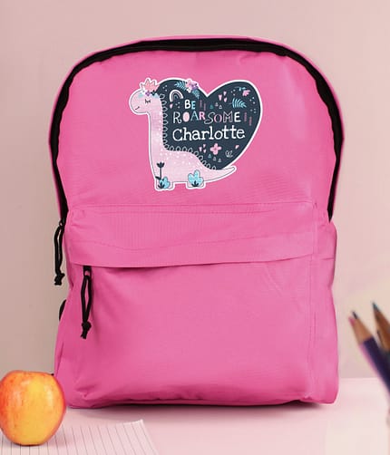 Personalised Dinosaur Pink Backpack - ItJustGotPersonal.co.uk
