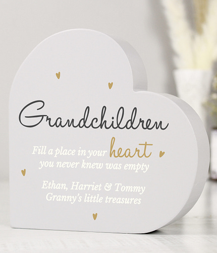 Personalised Grandchildren Free Standing Heart Ornament - ItJustGotPersonal.co.uk