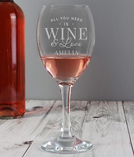 Personalised 'All You Need is Wine' Wine Glass - ItJustGotPersonal.co.uk