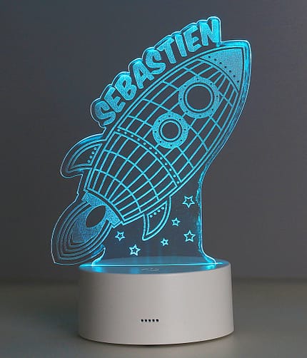 Personalised Space Rocket LED Colour Changing Wireframe Night Light - ItJustGotPersonal.co.uk