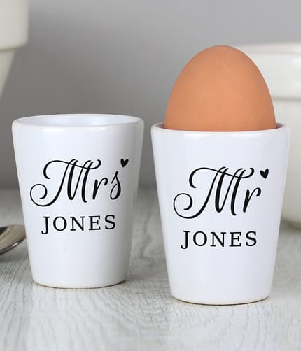 Personalised Mr & Mrs Egg Cups - ItJustGotPersonal.co.uk