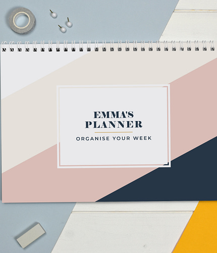 Personalised Free Text Navy & Blush A4 Desk Planner - ItJustGotPersonal.co.uk