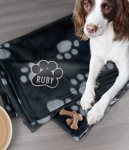 Personalised Dog Paw Print Fleece Blanket - ItJustGotPersonal.co.uk