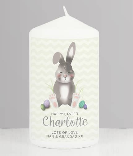 Personalised Easter Bunny Pillar Candle - ItJustGotPersonal.co.uk