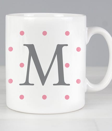 Personalised Monogram Pink Spot Mug - ItJustGotPersonal.co.uk