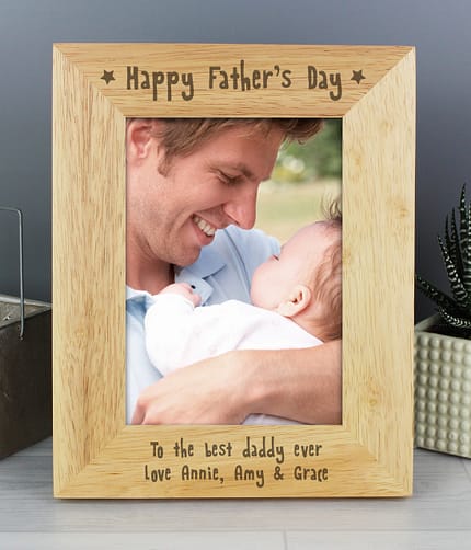 Personalised Happy Father's Day 5x7 Wooden Photo Frame - ItJustGotPersonal.co.uk