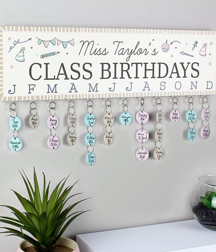 Personalised Classroom Office Birthday Planner Plaque with Customisable Discs - ItJustGotPersonal.co.uk