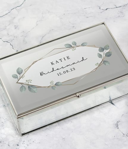Personalised Botanical Mirrored Jewellery Box - ItJustGotPersonal.co.uk