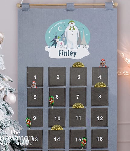 Personalised The Snowman and the Snowdog Advent Calendar In Silver Grey - ItJustGotPersonal.co.uk