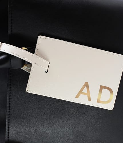 Personalised Gold Initials Cream Luggage Tag - ItJustGotPersonal.co.uk