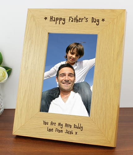 Personalised Oak Finish 6x4 Happy Fathers Day Photo Frame - ItJustGotPersonal.co.uk