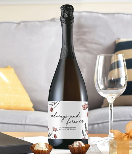 Personalised Floral Always and Forever Bottle of Prosecco - ItJustGotPersonal.co.uk