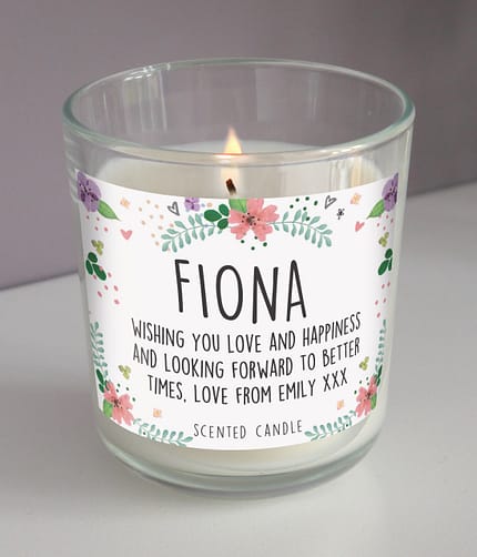 Personalised Floral Scented Jar Candle - ItJustGotPersonal.co.uk