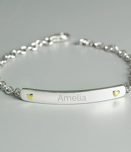 Personalised Sterling Silver and 9ct Gold Bar Bracelet - ItJustGotPersonal.co.uk