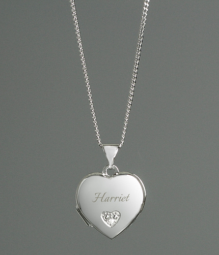 Personalised Children's Sterling Silver & Cubic Zirconia Heart Locket Necklace - ItJustGotPersonal.co.uk
