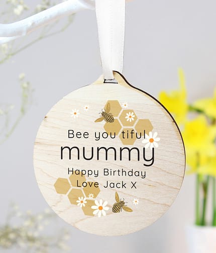 Personalised Bee Round Wooden Decoration - ItJustGotPersonal.co.uk