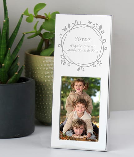 Personalised Small Butterfly Swirl 2x3 Silver Photo Frame - ItJustGotPersonal.co.uk