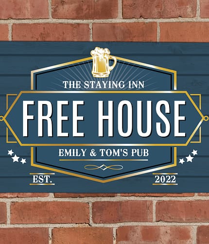 Personalised Free House Blue Metal Sign - ItJustGotPersonal.co.uk