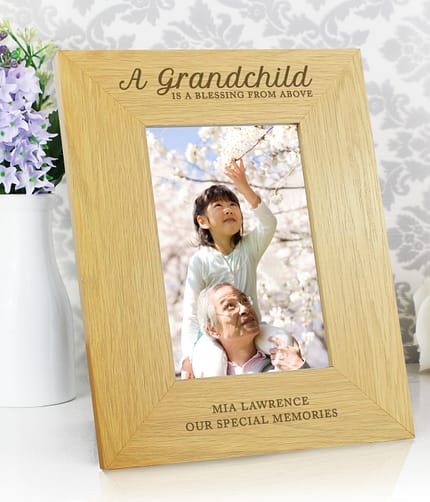 Personalised A Grandchild Is A Blessing 6x4 Oak Finish Photo Frame - ItJustGotPersonal.co.uk