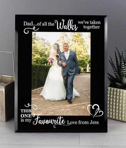 Personalised Of All the Walks... Wedding 5x7 Black Glass Photo Frame - ItJustGotPersonal.co.uk