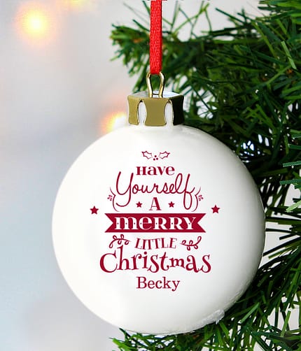 Personalised Merry Little Christmas Bauble - ItJustGotPersonal.co.uk