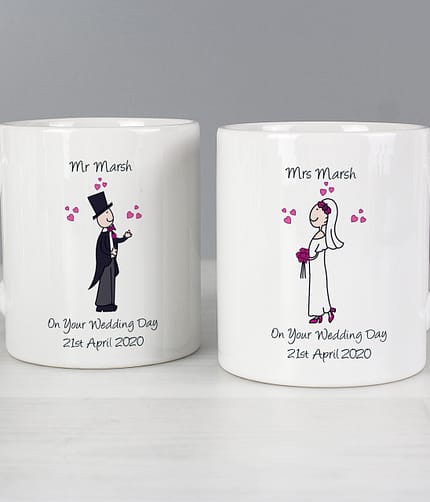 Personalised Bride & Groom Mug Set - ItJustGotPersonal.co.uk