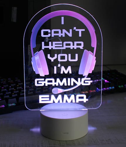 Personalised Pink Gaming LED Colour Changing Night Light - ItJustGotPersonal.co.uk