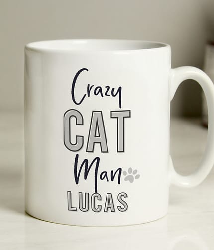 Personalised Crazy Cat Man Mug - ItJustGotPersonal.co.uk