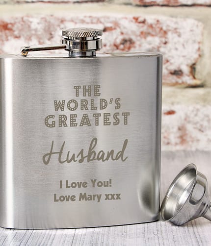 Personalised 'The World's Greatest' Hip Flask - ItJustGotPersonal.co.uk